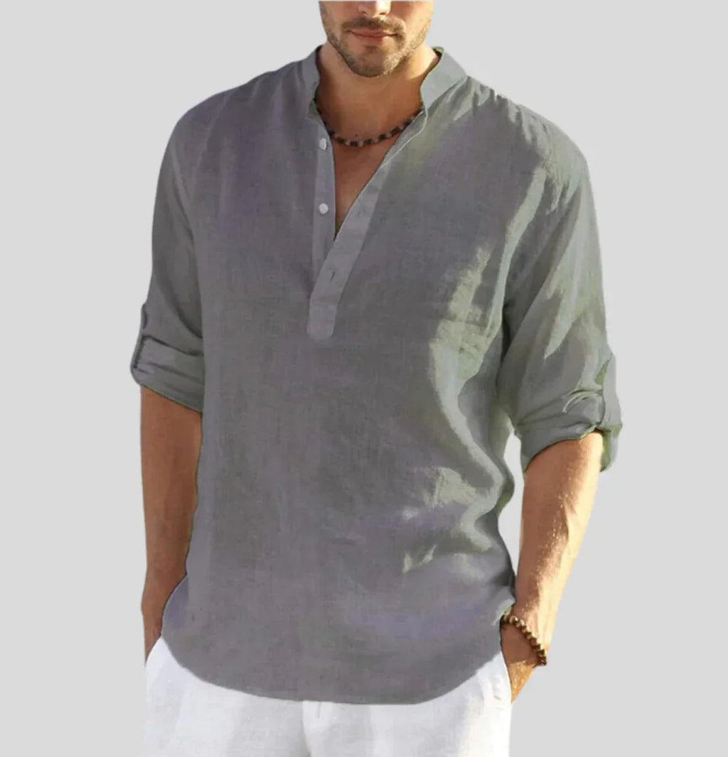Elegant Linen Men's Dress Shirt with Timeless Collar Design | Versatile Style for Any Occasion 3