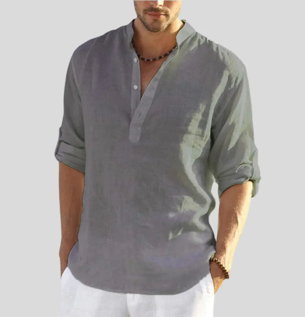 Elegant Linen Men's Dress Shirt with Timeless Collar Design | Versatile Style for Any Occasion 3