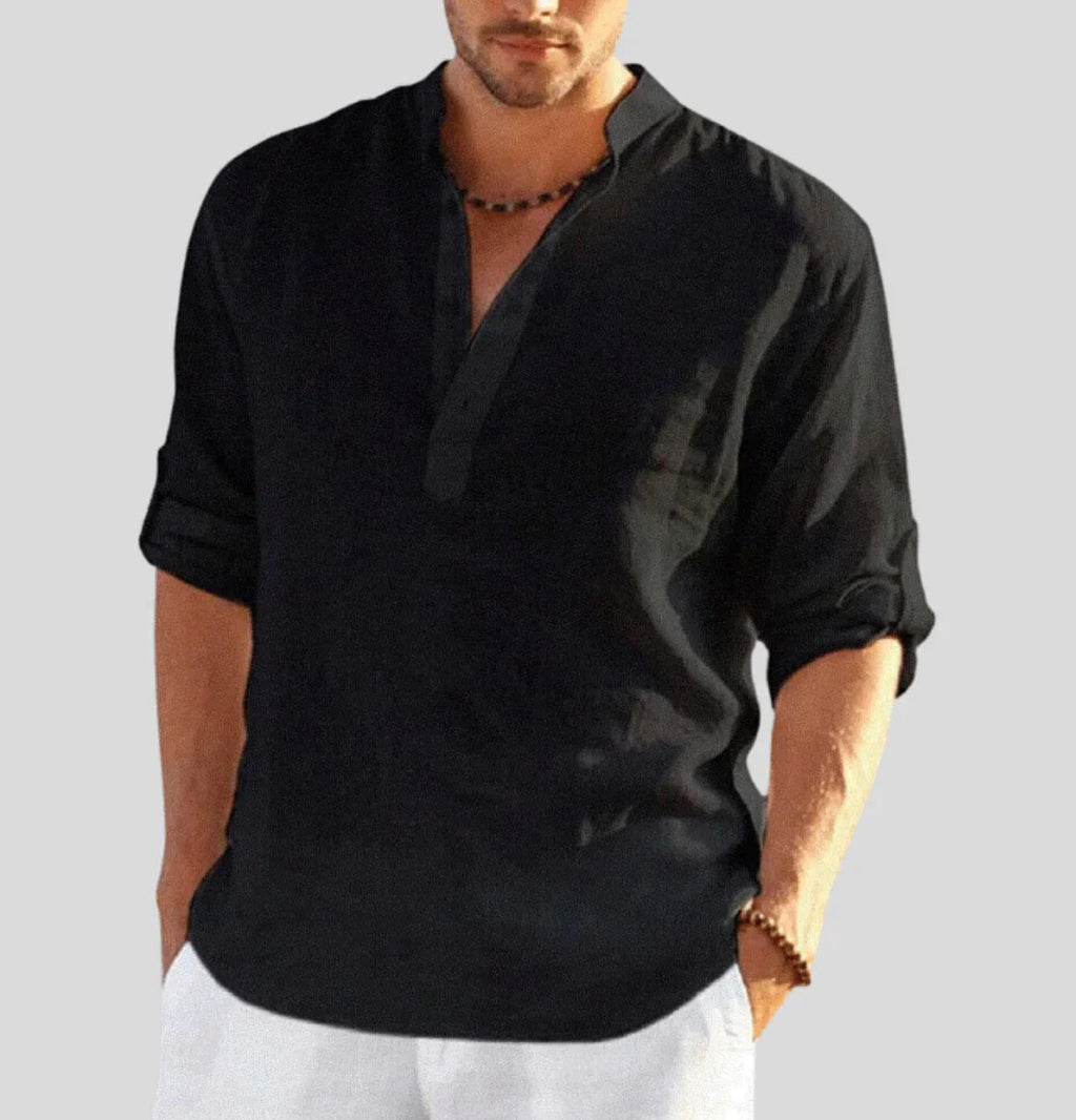 Elegant Linen Men's Dress Shirt with Timeless Collar Design | Versatile Style for Any Occasion 4