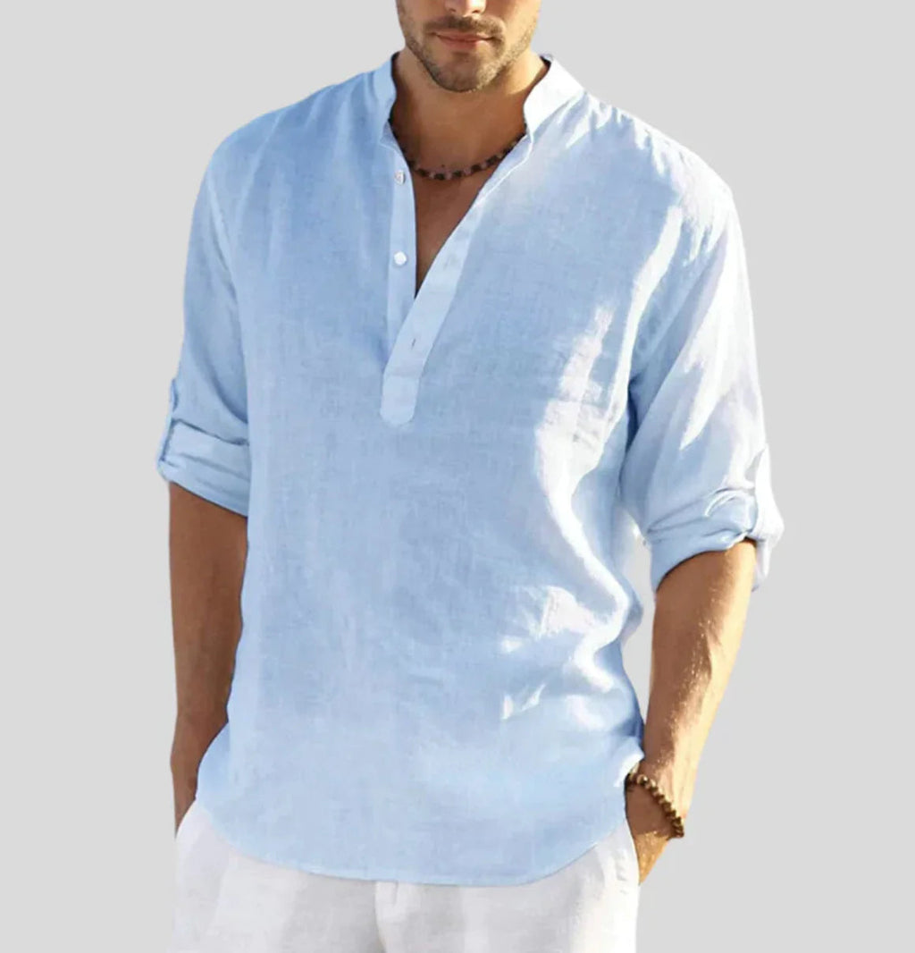 Elegant Linen Men's Dress Shirt with Timeless Collar Design | Versatile Style for Any Occasion 5