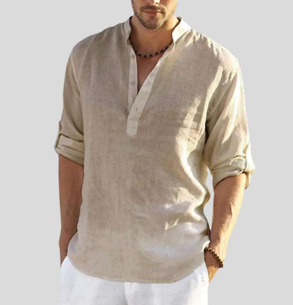 Elegant Linen Men's Dress Shirt with Timeless Collar Design | Versatile Style for Any Occasion 6