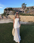 Elegant Maxi Dress | Strapless Asymmetric Design with Patchwork Mesh for Timeless Style 0