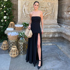 Elegant Maxi Dress | Strapless Asymmetric Design with Patchwork Mesh for Timeless Style 2