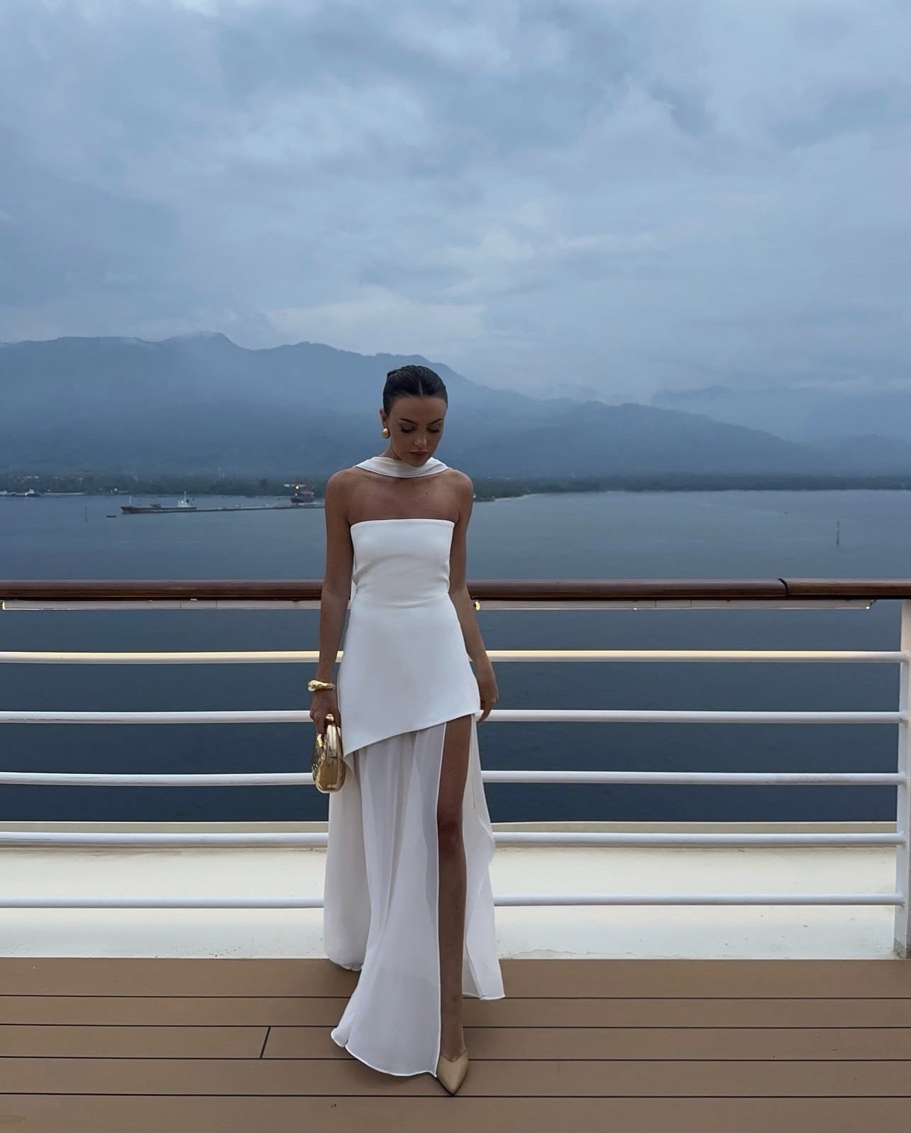 Elegant Maxi Dress | Strapless Asymmetric Design with Patchwork Mesh for Timeless Style 3