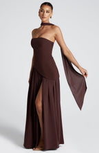 Elegant Maxi Dress with Asymmetrical Hem & High Thigh Slit | Long Dress for Women
