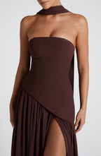 Elegant Maxi Dress with Asymmetrical Hem & High Thigh Slit | Long Dress for Women