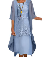 Elegant Midi Dress with Sheer Sleeves for Women | Flattering Fit for Special Occasions 0