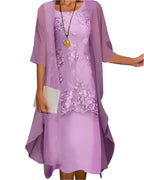 Elegant Midi Dress with Sheer Sleeves for Women | Flattering Fit for Special Occasions 2