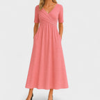 Elegant Midi Dress with Sleeves & Pockets | Flattering Everyday Style for Women 6