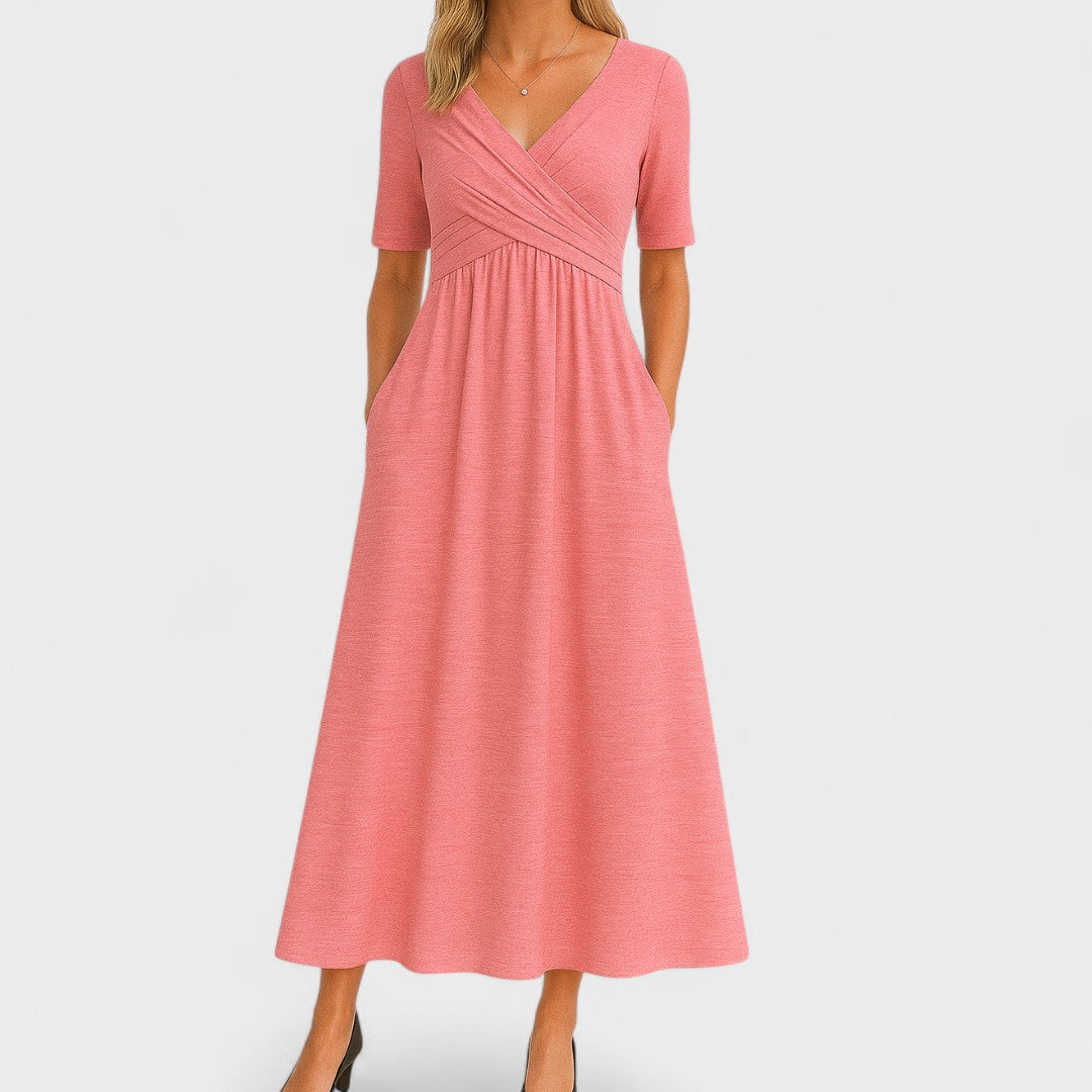 Elegant Midi Dress with Sleeves & Pockets | Flattering Everyday Style for Women 6
