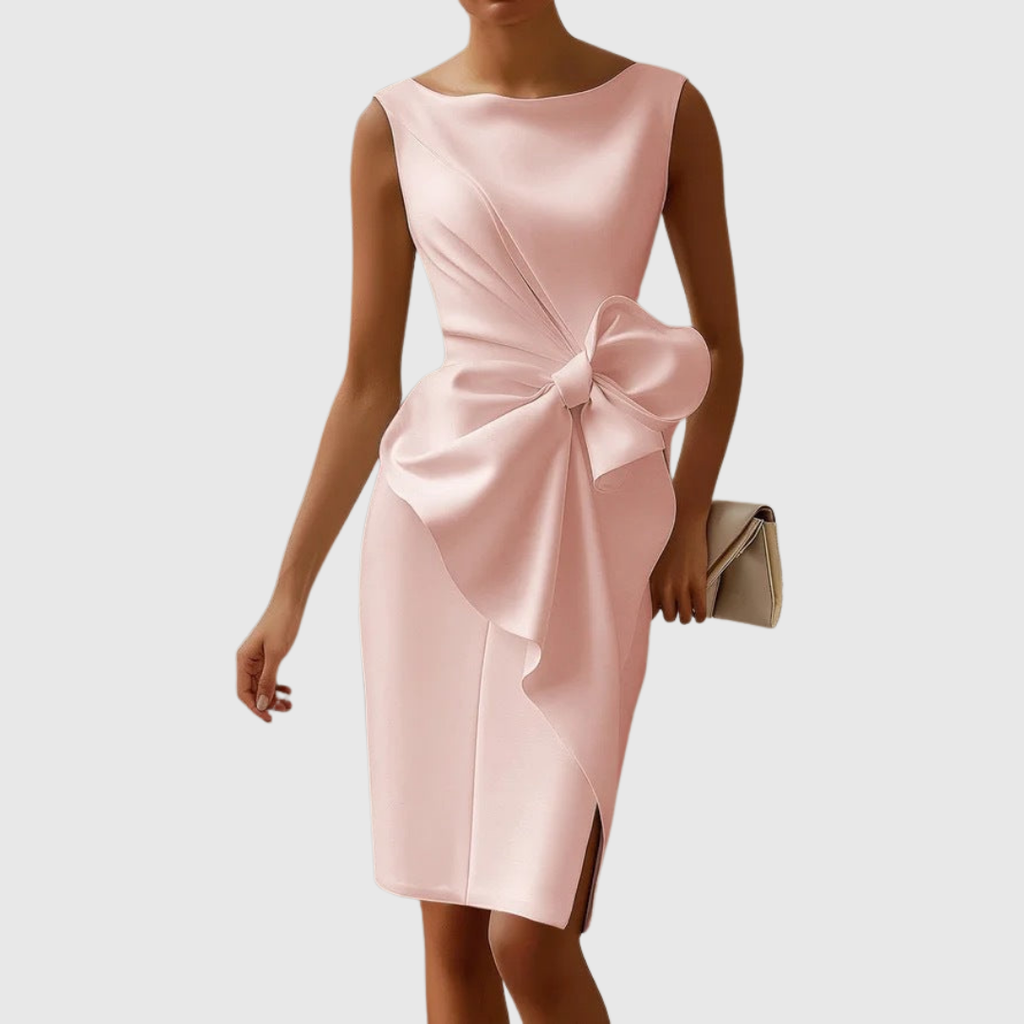 Elegant Midi Dresses for Women with Sculpted Bow Detail | Perfect for Sophisticated Events 2