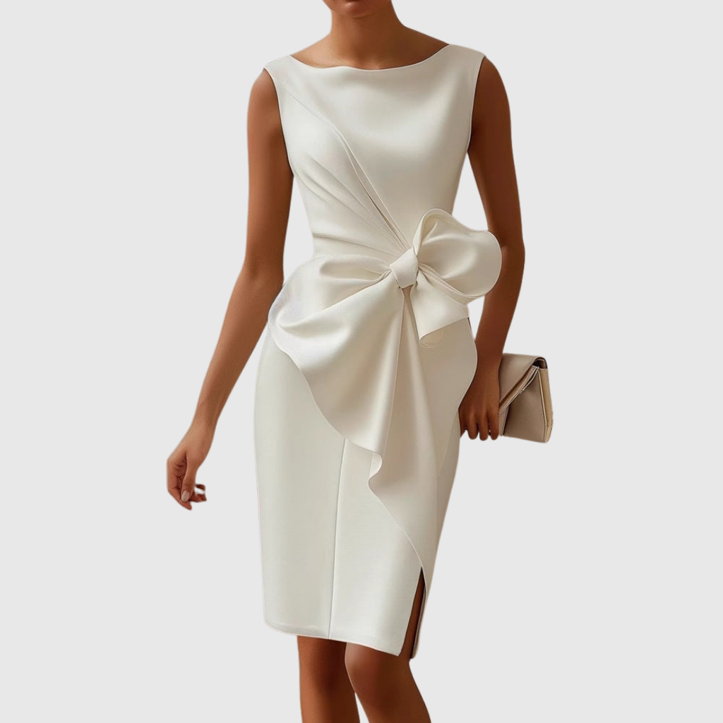Elegant Midi Dresses for Women with Sculpted Bow Detail | Perfect for Sophisticated Events 4