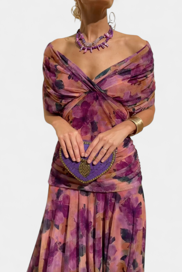 Elegant Off-Shoulder Evening Dress with Flowing Skirt | Timeless Gown for Special Occasions 12