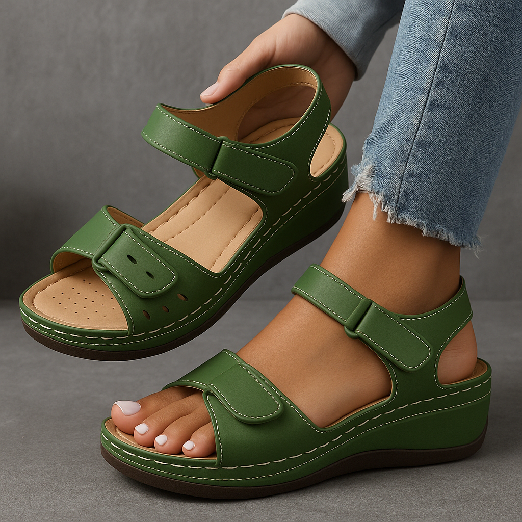 Elegant Orthopedic Sandals | Wedge Heel Design with Adjustable Straps | All-Day Comfort for Pain-Free Walking 0