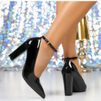 Elegant Orthopedic Women's Black Heels with Adjustable T-Strap for All-Day Comfort 0