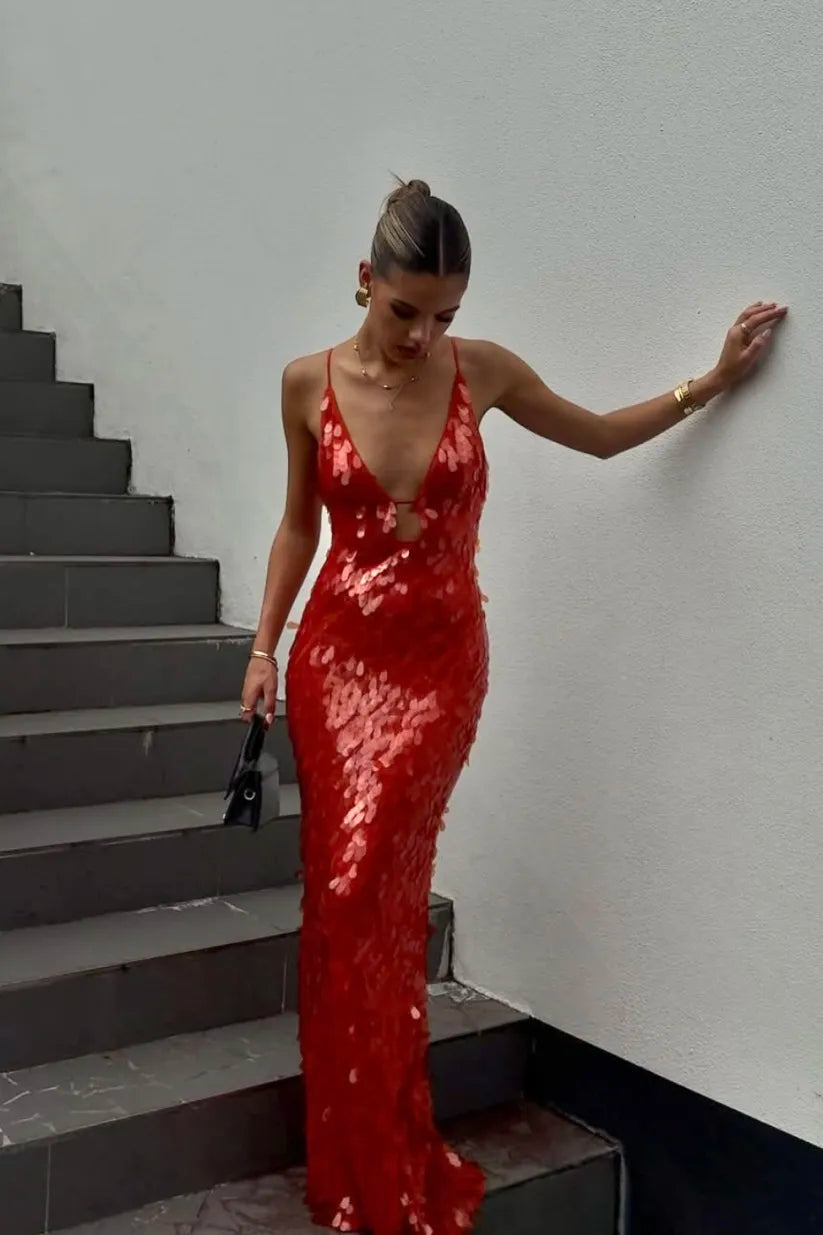 Elegant Sequin Backless Dress for Women with Flattering Fit | Perfect for Special Occasions 0