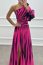 Elegant Striped Maxi Dress | One Shoulder Design with Flowy Skirt for Effortless Style 7