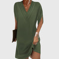 Elegant Tummy-Hiding Dress | Women's Flattering V-Neck Dress for Effortless Style 0