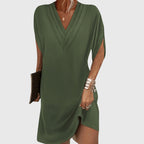 Elegant Tummy-Hiding Dress | Women's Flattering V-Neck Dress for Effortless Style 0