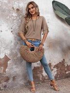 Elegant V-Neck Blouse | Half Sleeve Design with Slight Stretch | Versatile Top for Everyday Wear 3