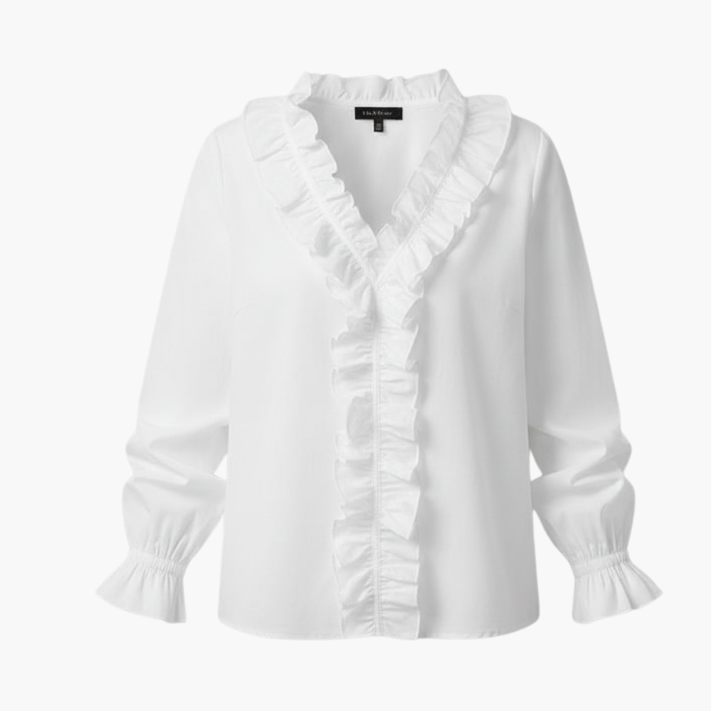 Elegant V-Neck Blouse with Ruffle Detail for Women | Versatile Fashion Staple 1