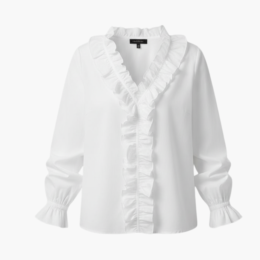 Elegant V-Neck Blouse with Ruffle Detail for Women | Versatile Fashion Staple 1