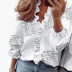 Elegant V-Neck Blouse with Ruffle Detail for Women | Versatile Fashion Staple 3