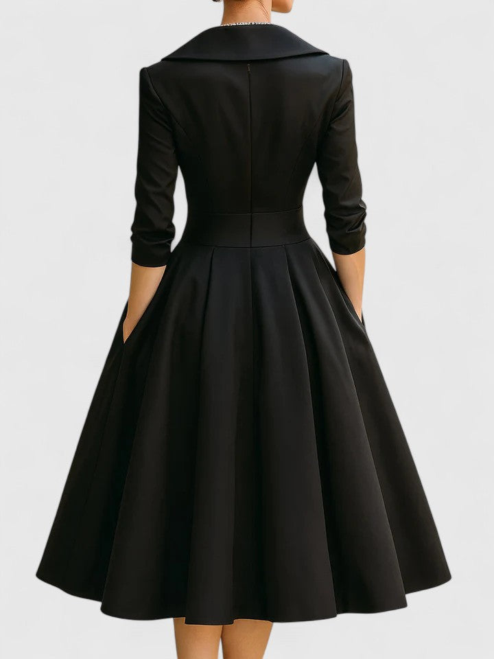 Elegant White Midi Dress | Long Sleeve Satin Design with Discreet Pockets for Effortless Style 3