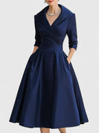 Elegant White Midi Dress | Long Sleeve Satin Design with Discreet Pockets for Effortless Style 4