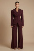 Elegant Women's Suit | Tailored Two Piece with Peaked Lapel & Wide-Leg Trousers for Versatile Styling