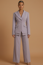 Elegant Women's Suit | Tailored Two Piece with Peaked Lapel & Wide-Leg Trousers for Versatile Styling