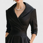 Elegant | White Midi Dress with 3/4 Sleeves & Flared Skirt for Effortless Style 5