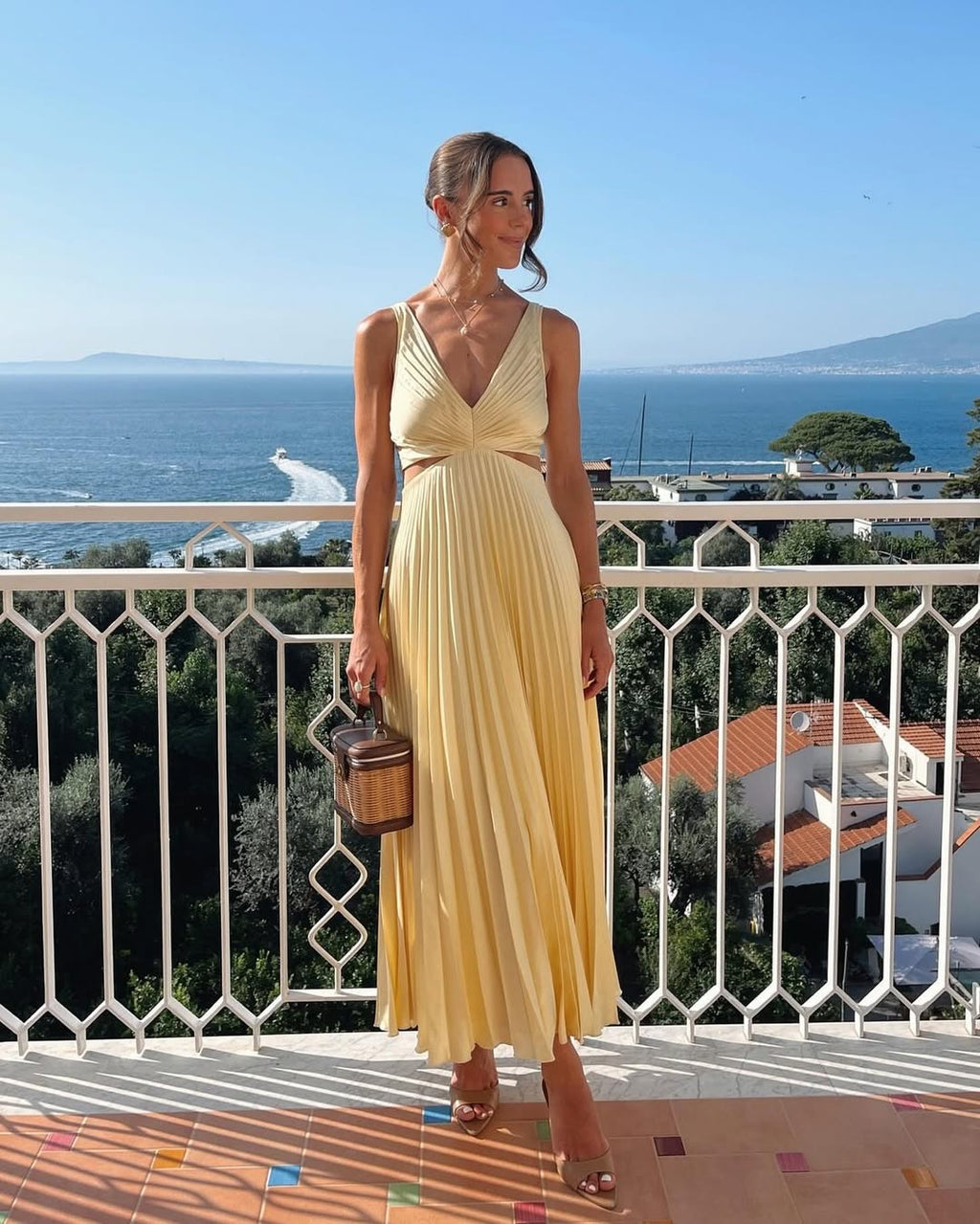 Elle Collection | Women's V-Neck Maxi Dress with Flowing Silhouette | Elegant Evening Wear for Timeless Style 1