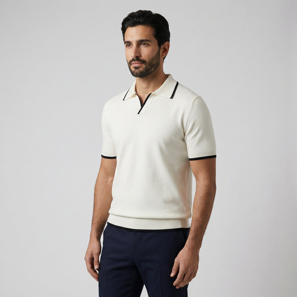 Evergent Slim Fit Polo Shirt for Men | Retro-Inspired Short Sleeve Golf Shirt in Lightweight Fabric 0