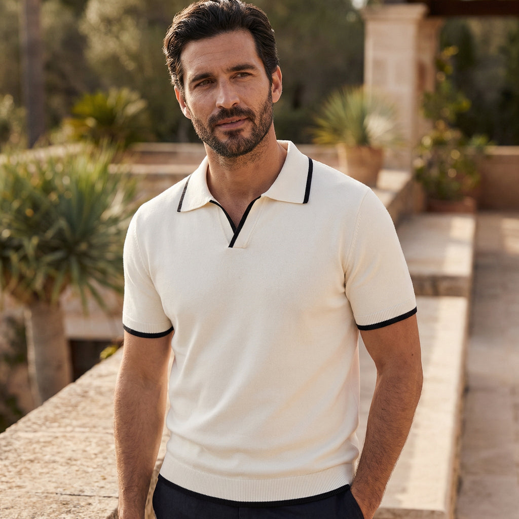 Evergent Slim Fit Polo Shirt for Men | Retro-Inspired Short Sleeve Golf Shirt in Lightweight Fabric 1