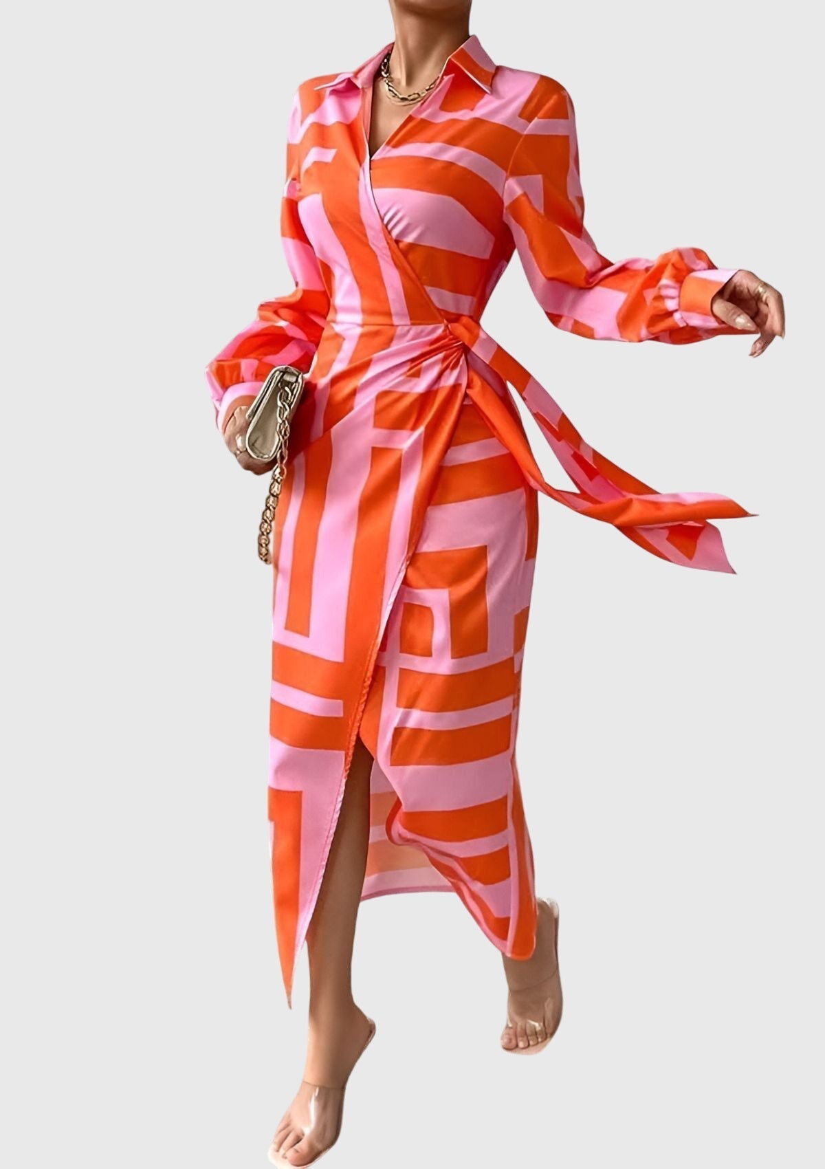 Everly Collection | Plus Size Midi Wrap Dress with Chic Print | Flattering Fit for Every Occasion 1