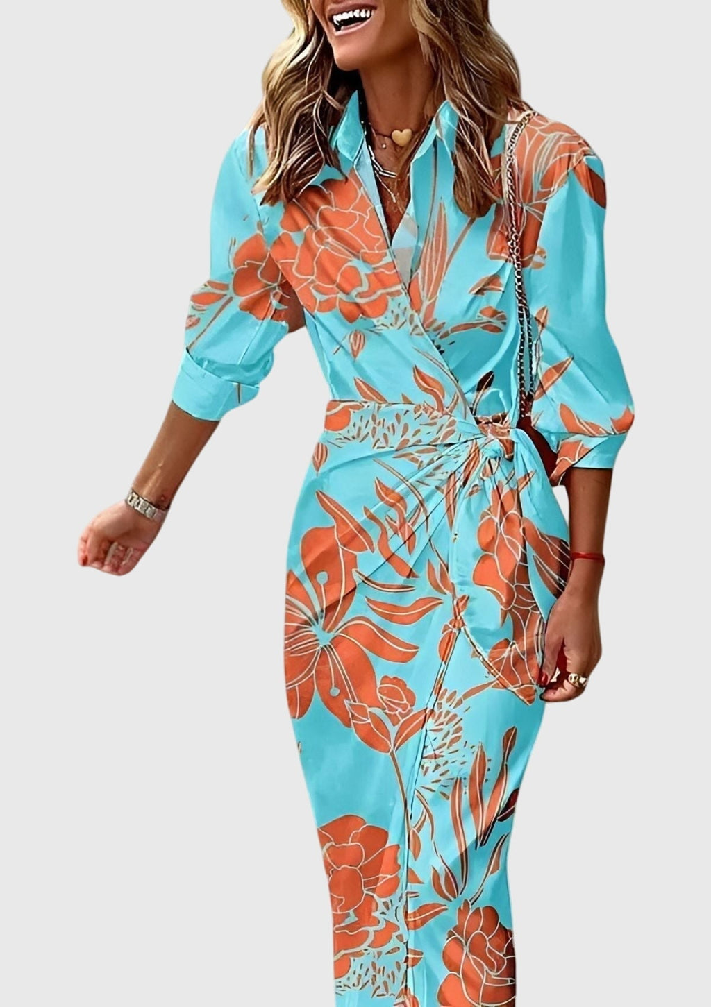 Everly Collection | Plus Size Midi Wrap Dress with Chic Print | Flattering Fit for Every Occasion 11