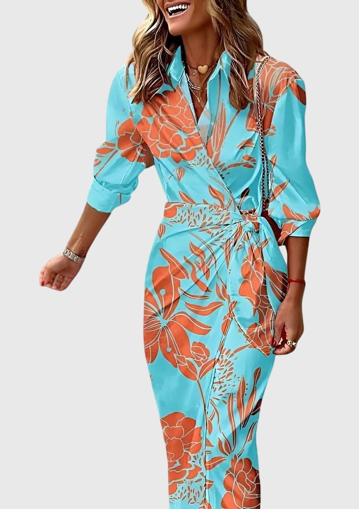 Everly Collection | Plus Size Midi Wrap Dress with Chic Print | Flattering Fit for Every Occasion 11