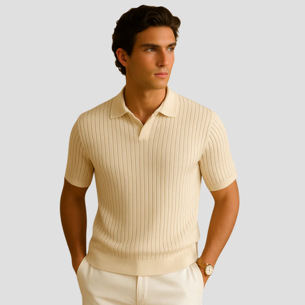 Evrard Lightweight Men's Polo Shirt | Ribbed Summer Style with Breathable Mesh 0