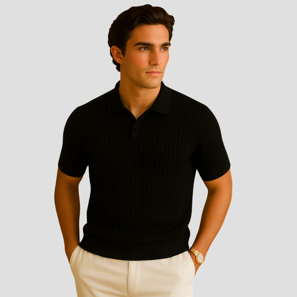 Evrard Lightweight Men's Polo Shirt | Ribbed Summer Style with Breathable Mesh 4