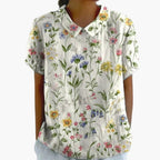 Floral Print Blouse | Short Sleeve Crew Neck Top with Pull-On Design | Comfortable Everyday Wear 3