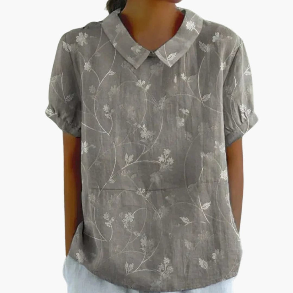 Floral Print Blouse | Short Sleeve Crew Neck Top with Pull-On Design | Comfortable Everyday Wear 4