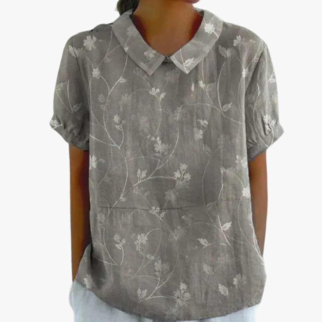 Floral Print Blouse | Short Sleeve Crew Neck Top with Pull-On Design | Comfortable Everyday Wear 4