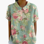 Floral Print Blouse | Short Sleeve Crew Neck Top with Pull-On Design | Comfortable Everyday Wear 5