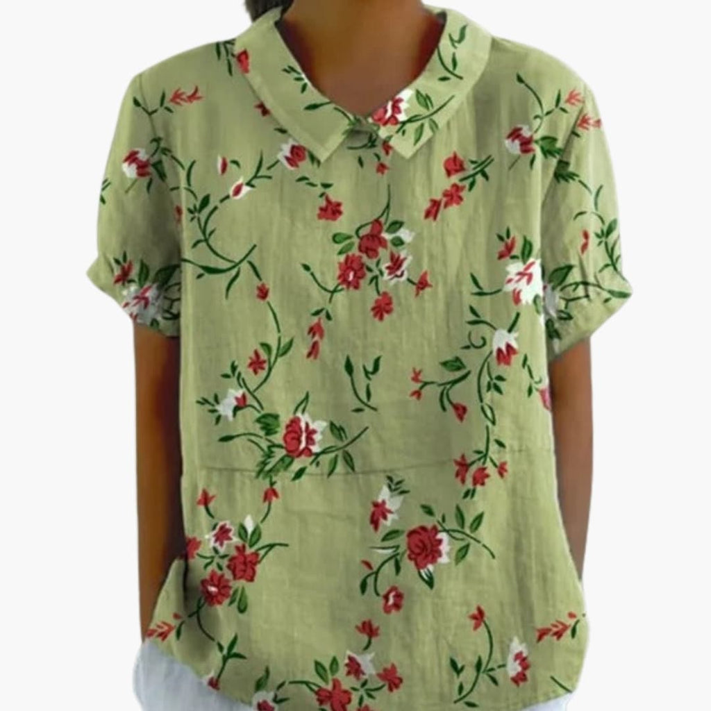 Floral Print Blouse | Short Sleeve Crew Neck Top with Pull-On Design | Comfortable Everyday Wear 6