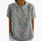 Floral Print Blouse | Short Sleeve Crew Neck Top with Pull-On Design | Comfortable Everyday Wear 7