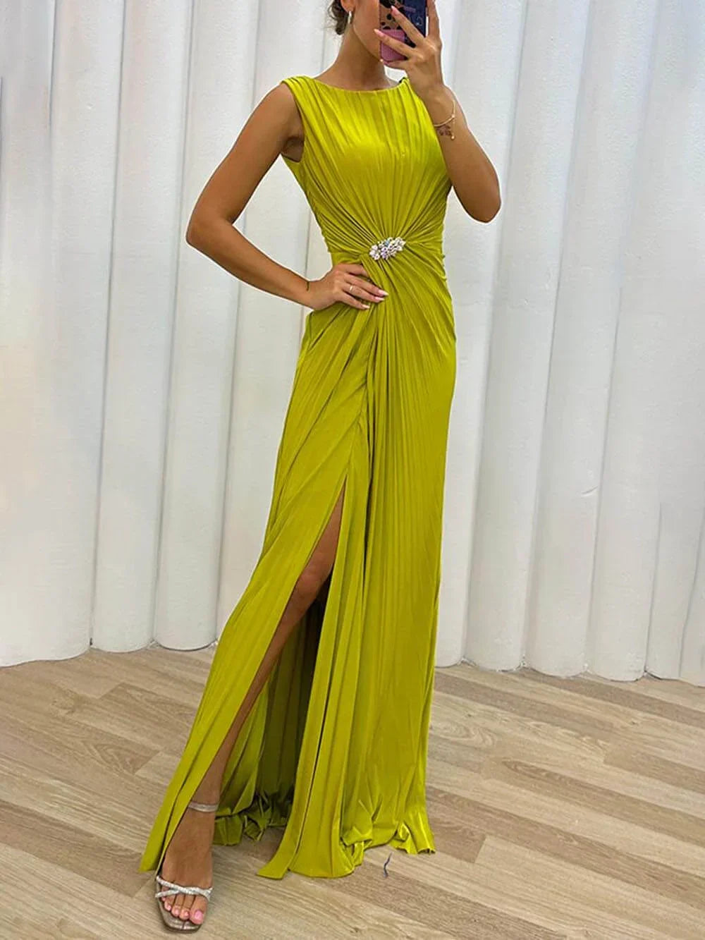 Freesia | Women's Pleated Maxi Dress for Weddings with Elegant Flow | Comfortable Fit for All-Day Wear 0