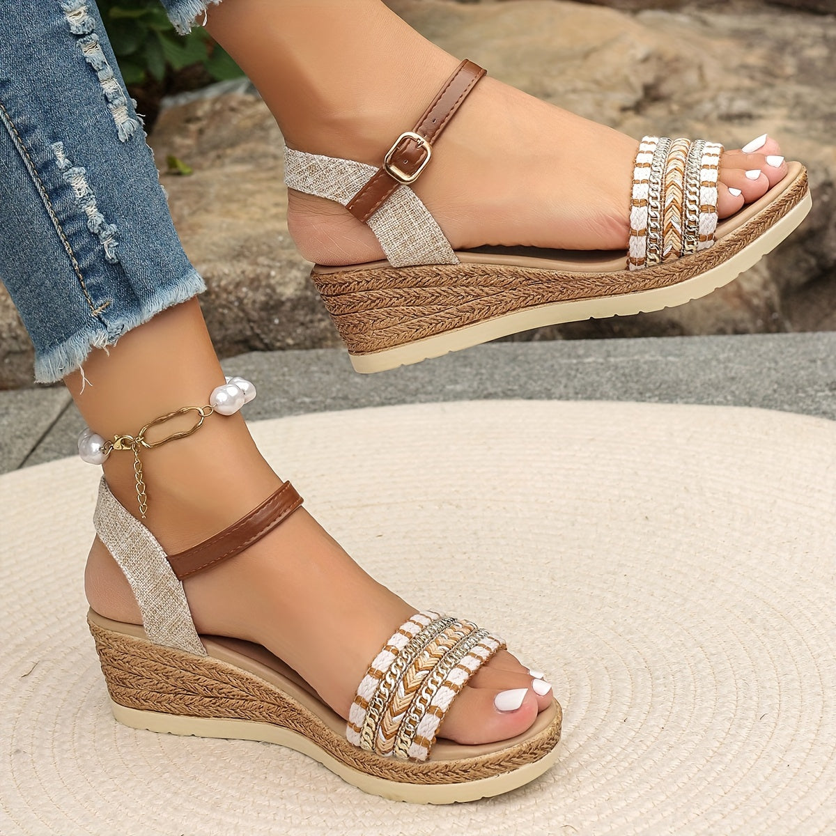 Garnet Collection | Women's Sandals with Cushioned Wedge & Adjustable Straps | Comfortable Boho Footwear for Summer Style 1
