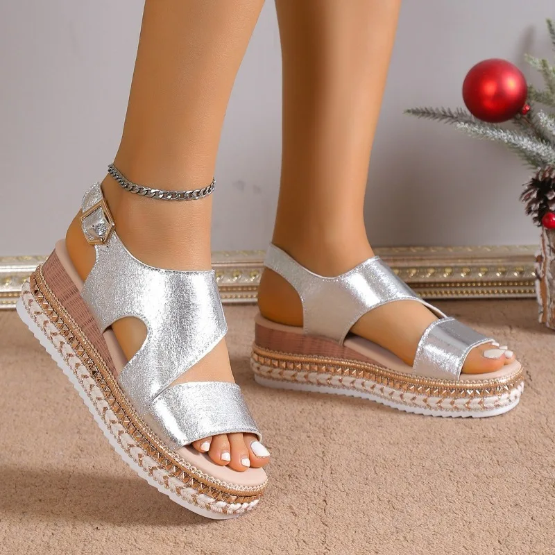 Glamour | Platform Sandals for Women with Stylish Metallic Finish | Comfortable Elevation for All-Day Wear 0