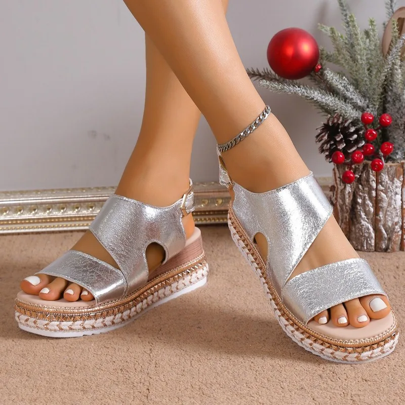 Glamour | Platform Sandals for Women with Stylish Metallic Finish | Comfortable Elevation for All-Day Wear 4